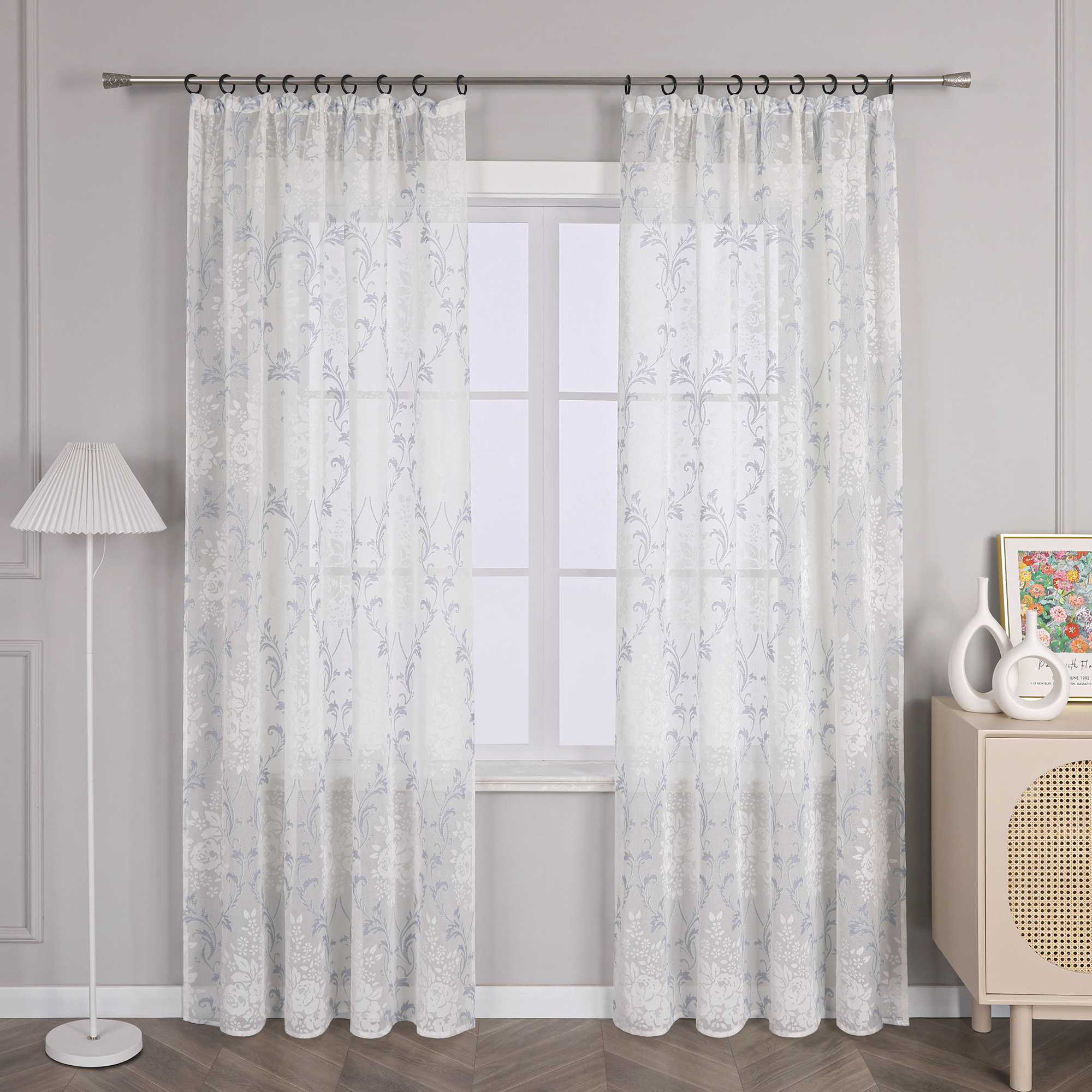 Vorhang mit Kräuselband Voile Gardine Ausbrenner Fensterschal Transparent Schlafzimmer Wohnzimmer 1 Stück - Joyswahl