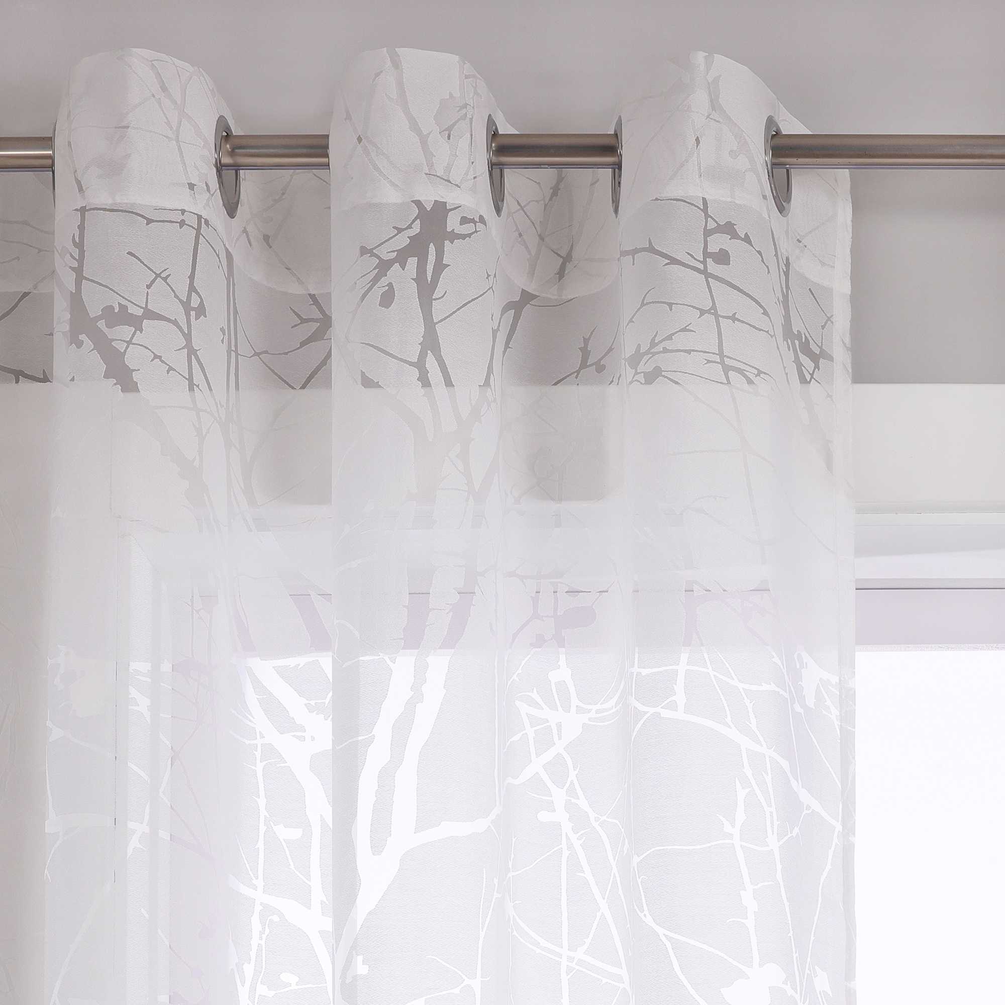 Transparente Vorhang mit Blumenmuster aus Polyester Lichtdurchlässig Wohnzimmer weiß 1 stück - Joyswahl