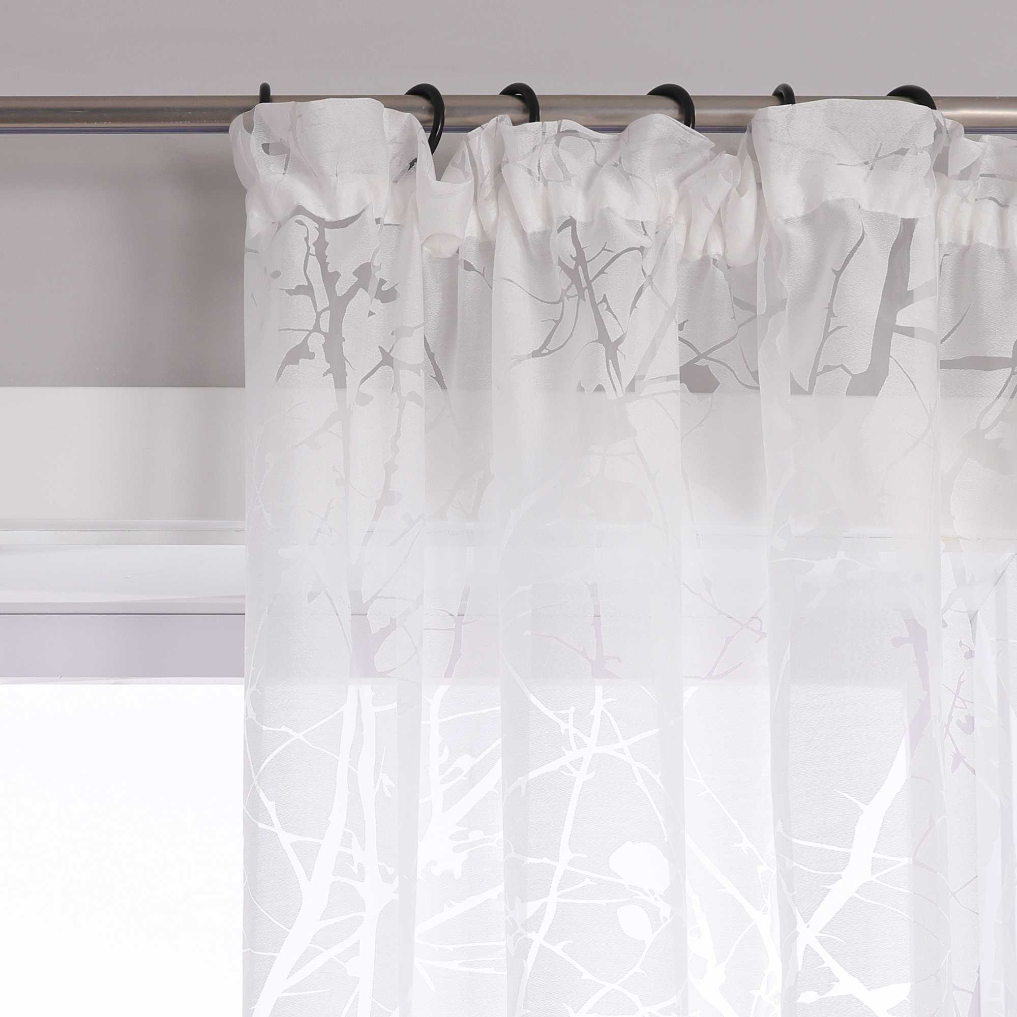 Transparente Vorhang mit Blumenmuster aus Polyester Lichtdurchlässig Wohnzimmer weiß 1 stück - Joyswahl