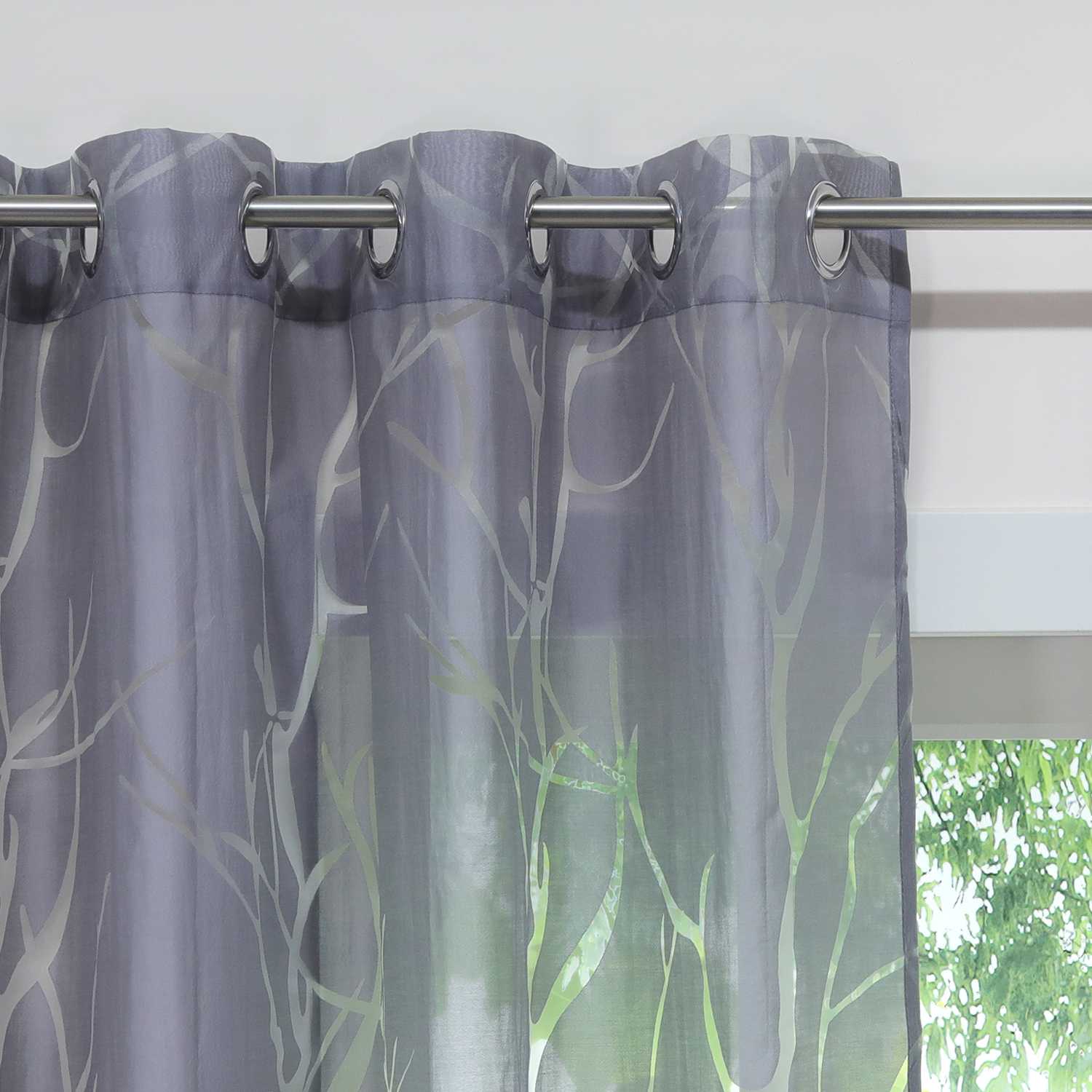 Transparenter Vorhang mit grobes Zweigmuster leicht Schutzfunktion Lichtdurchlässigkeit Gartenstil 1 Stück - Joyswahl