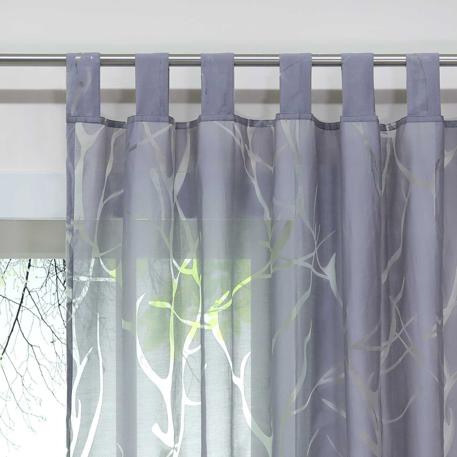 Transparenter Vorhang mit grobes Zweigmuster leicht Schutzfunktion Lichtdurchlässigkeit Gartenstil 1 Stück - Joyswahl